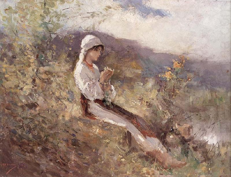 Peasant Woman Sitting in the Grass, Nicolae Grigorescu